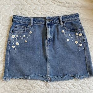Floral Denim Skirt